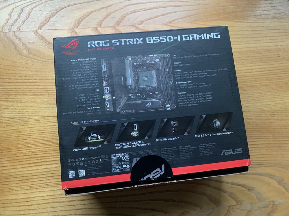 Asus STRIX B550-I Gaming AM4 PCI-E4.0 ITX