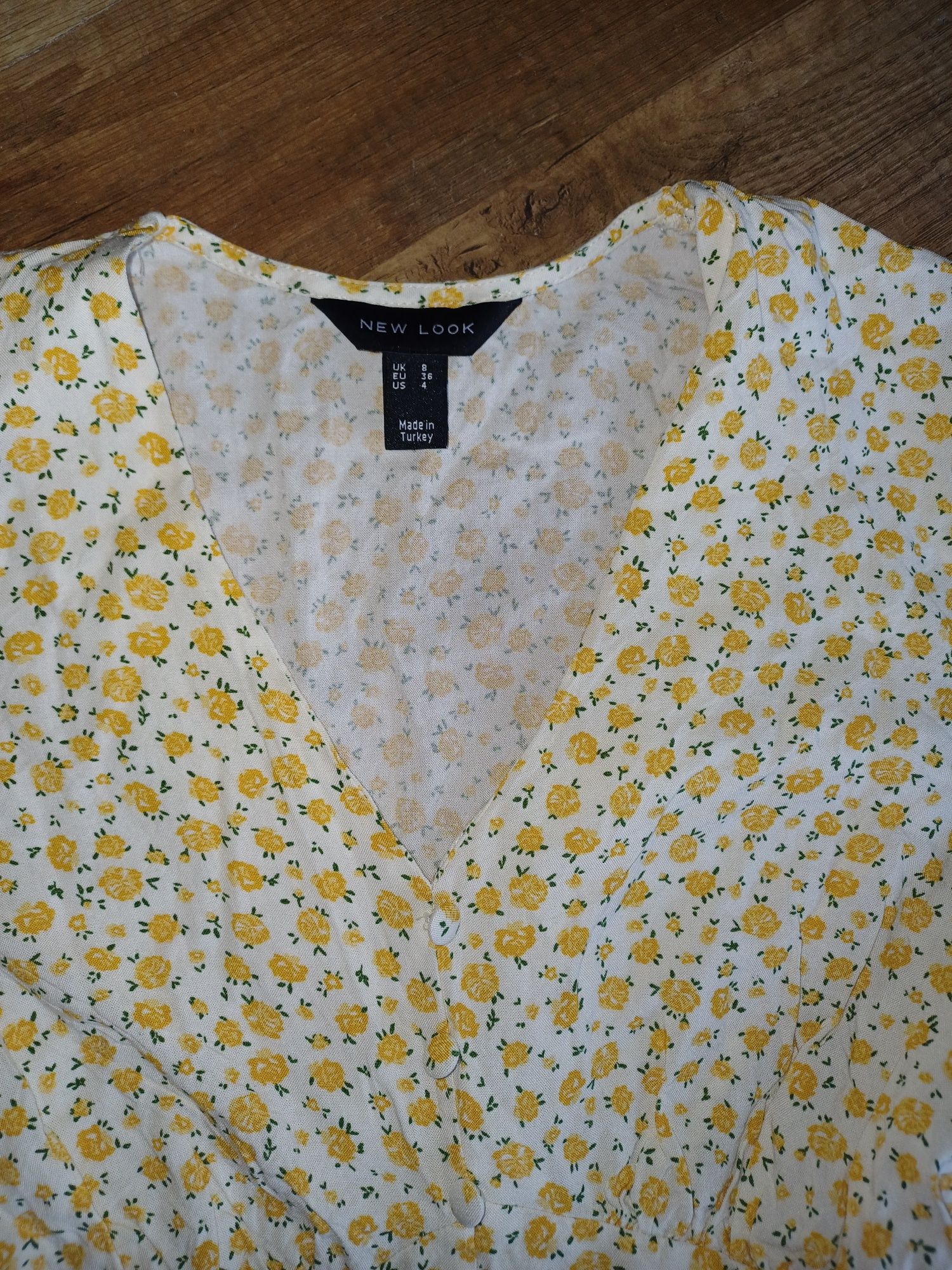 Sukienka 36 wiskoza new Look S lato zwiewna żółta kwiatki