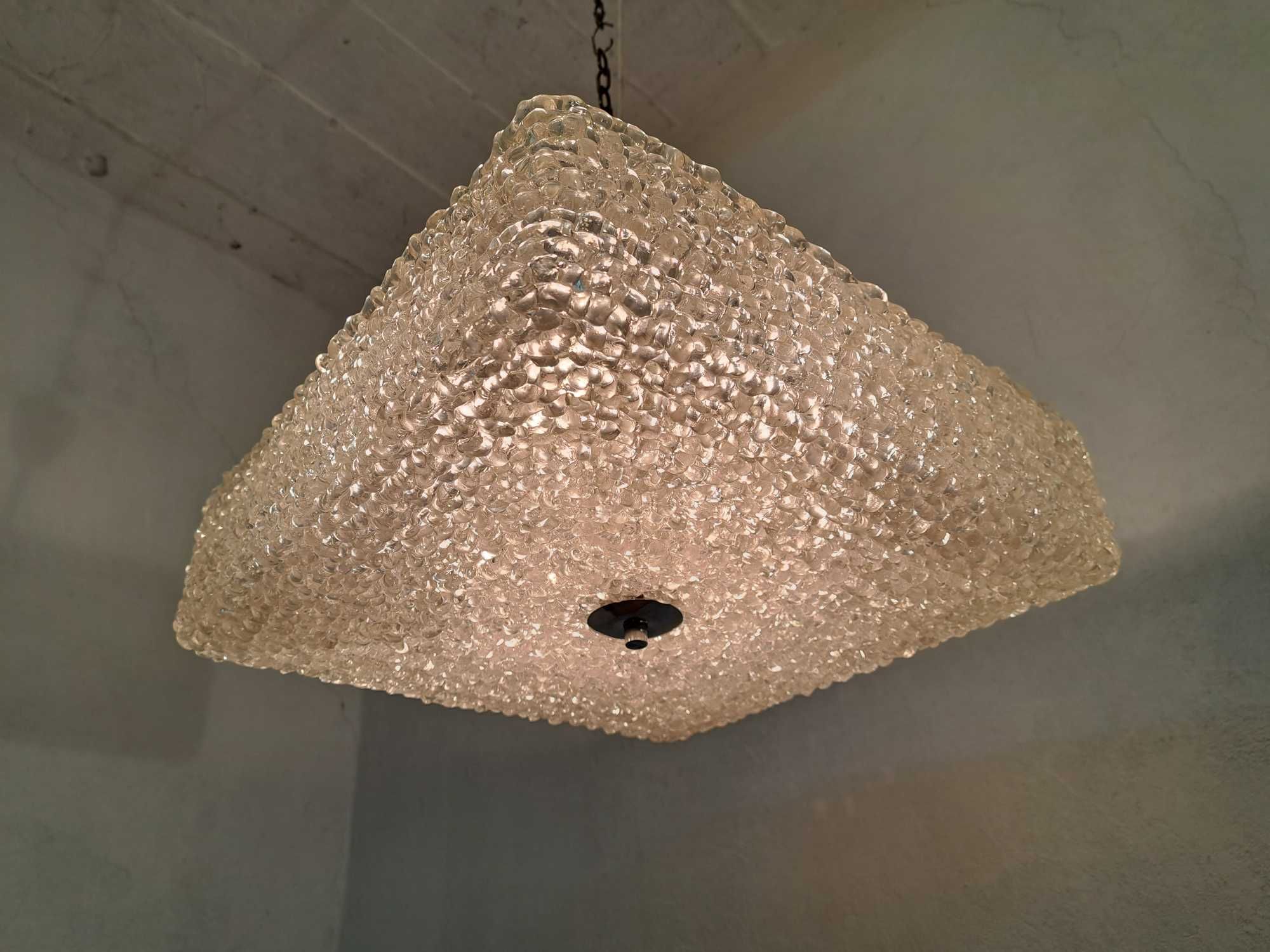 Lampa kwadratowa Austrolux plastik akryl klosz chrom lodowe szkło