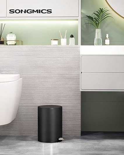 LTB011B01 SONGMICS kosz nożny na śmieci z pokrywką, 3l, czarny USZKODZ