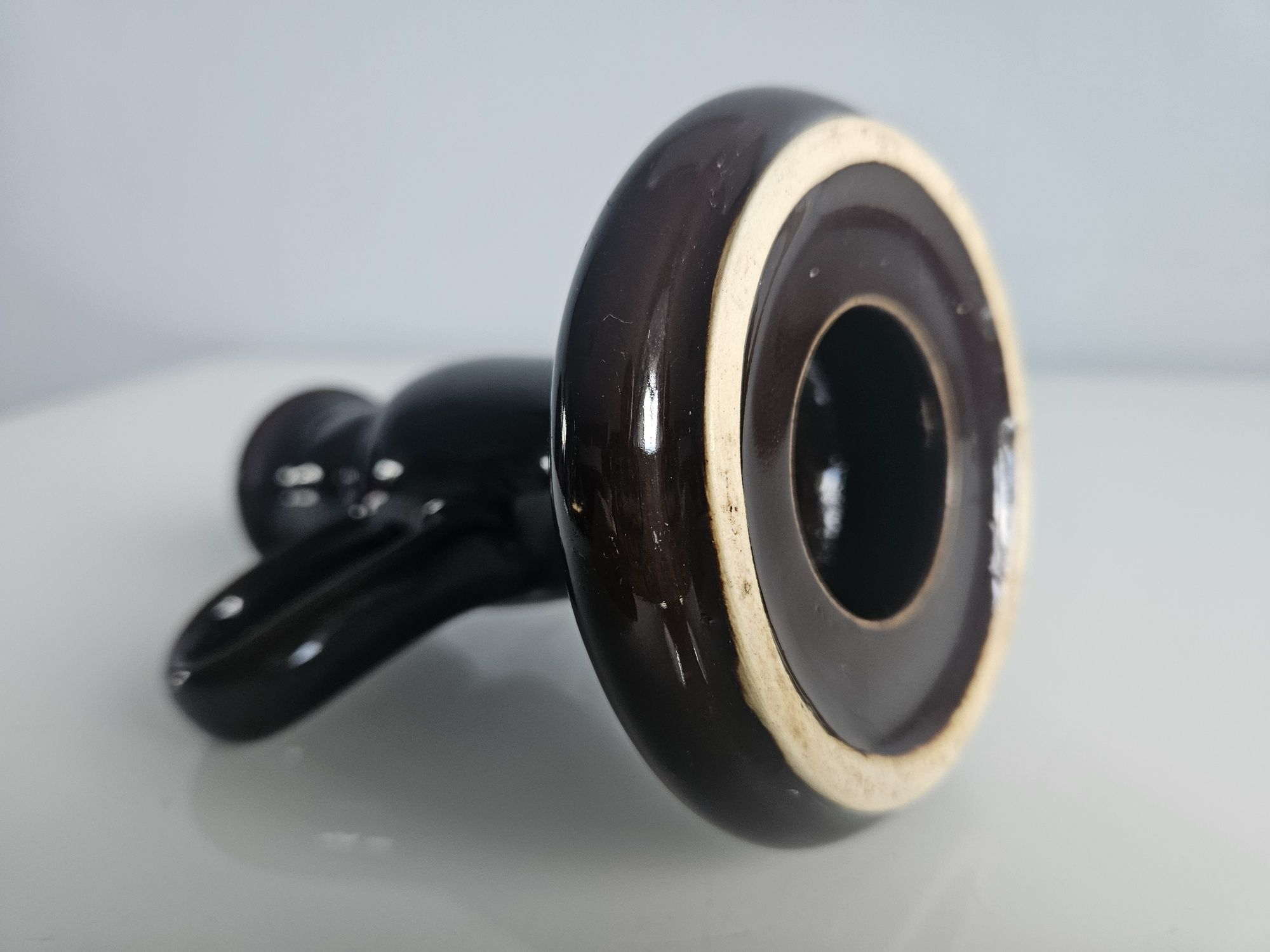 Świecznik, kaganek ceramiczny PRL vintage new look