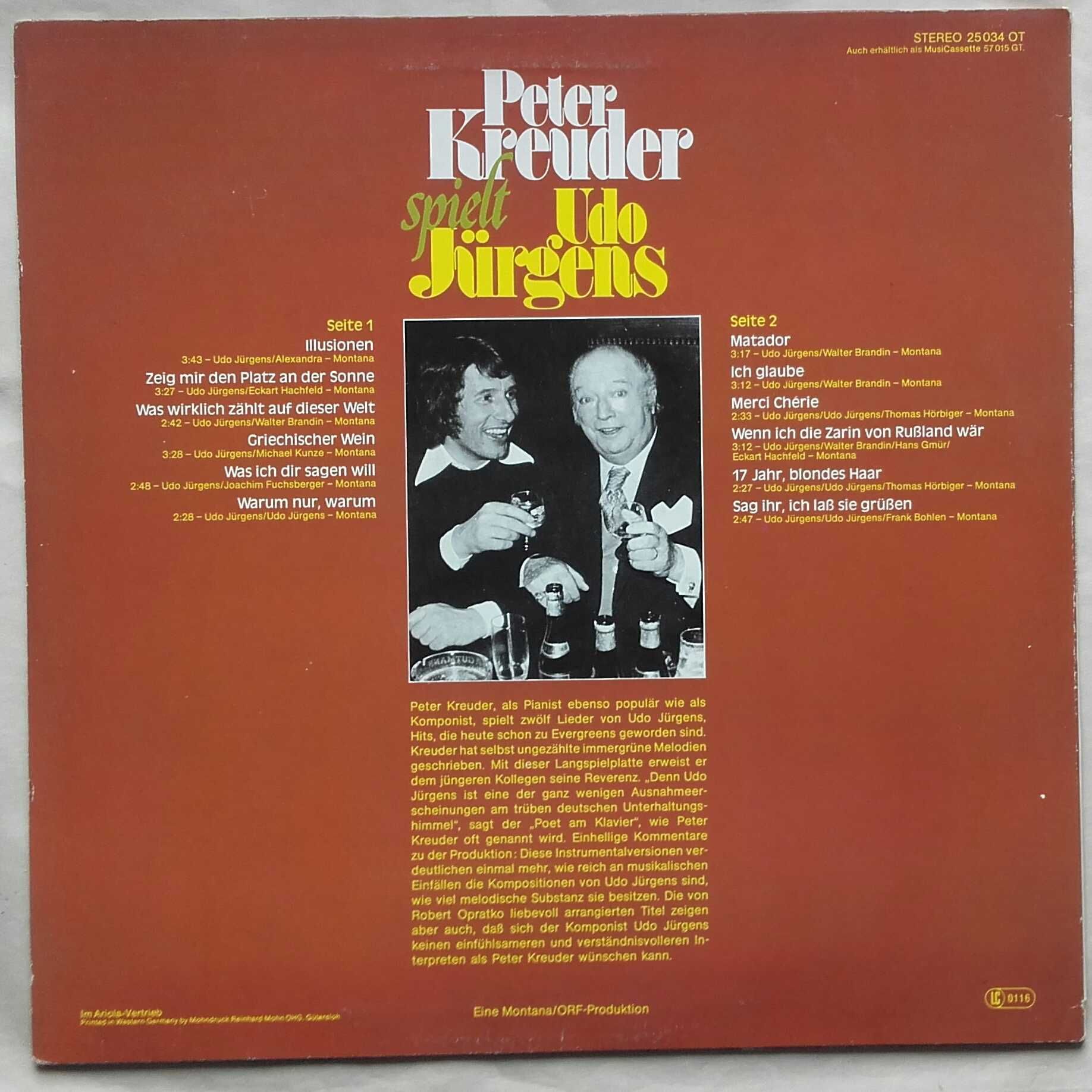 Peter Kreuder spielt Udo Jungers, winyl 1977 r.