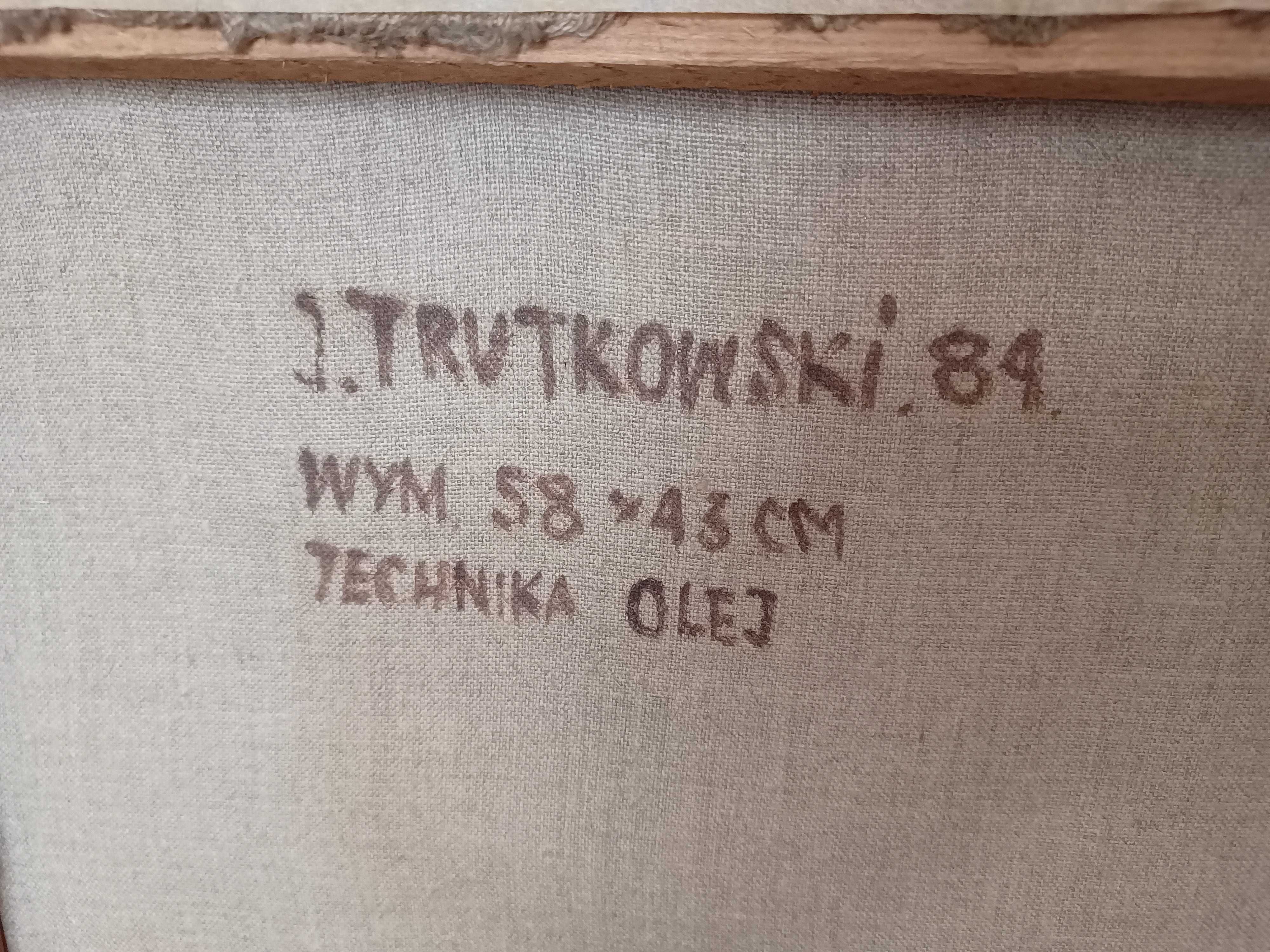 J. Trutkowski, obraz olejny na płótnie w ramie 75x60cm