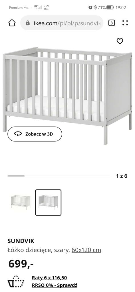 Łóżeczko dla dziecka z salonu IKEA