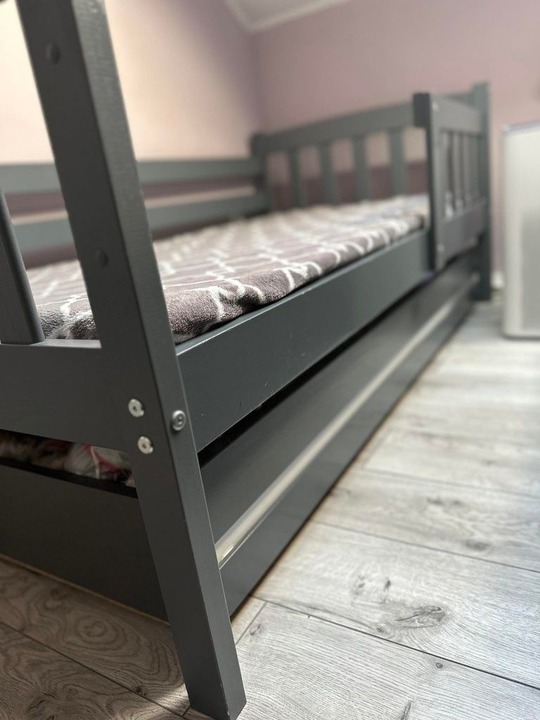 Łóżko łóżeczko dziecięce 80x160 szare drewniane