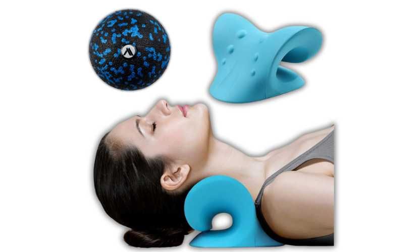 Zestaw rehabilitacyjny poduszka na kark i plecy piłka roller crossfit