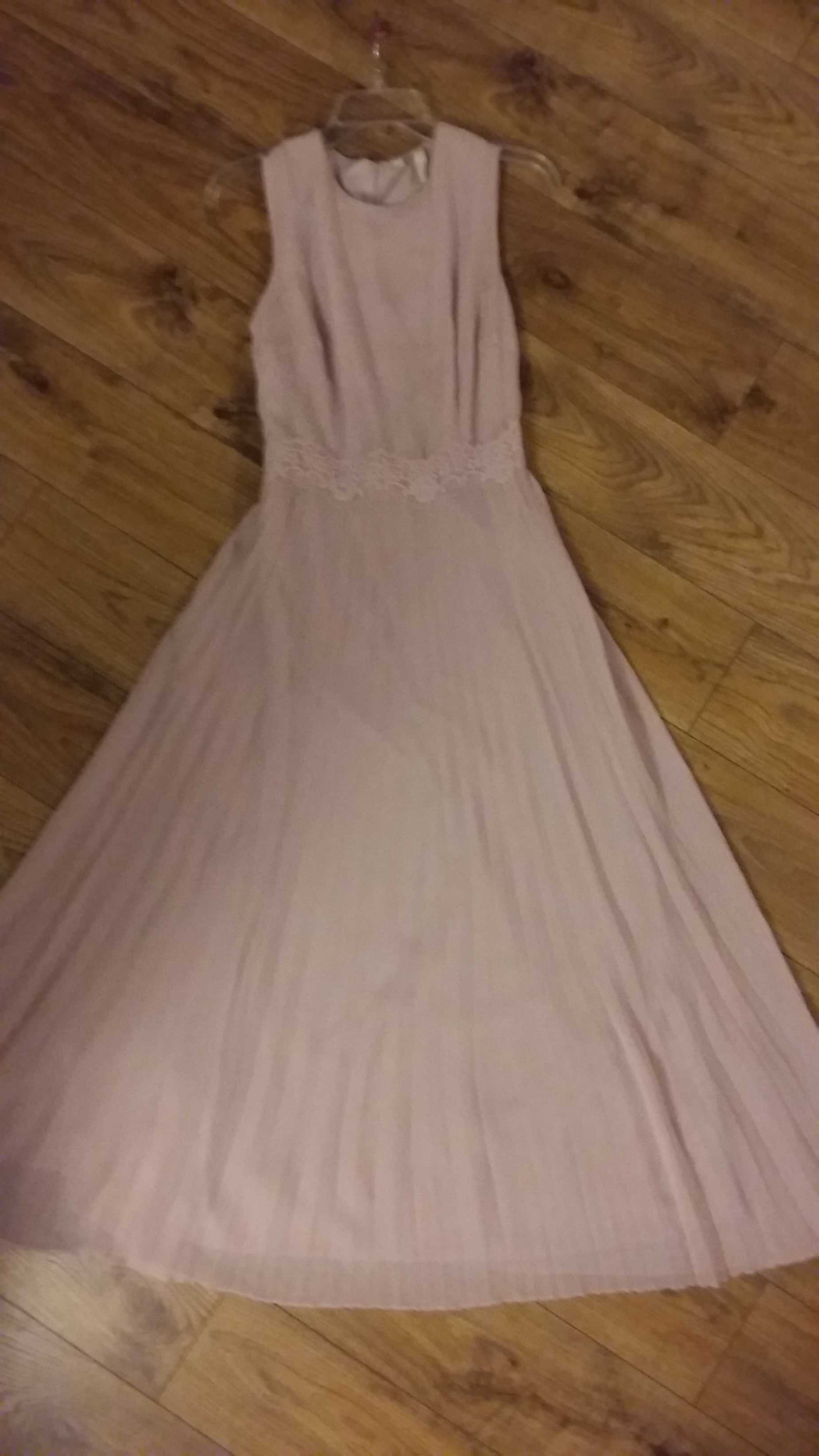 Sukienka np na wesele/ komunię, MAXI, długa, plisowana. pastelowy róż.
