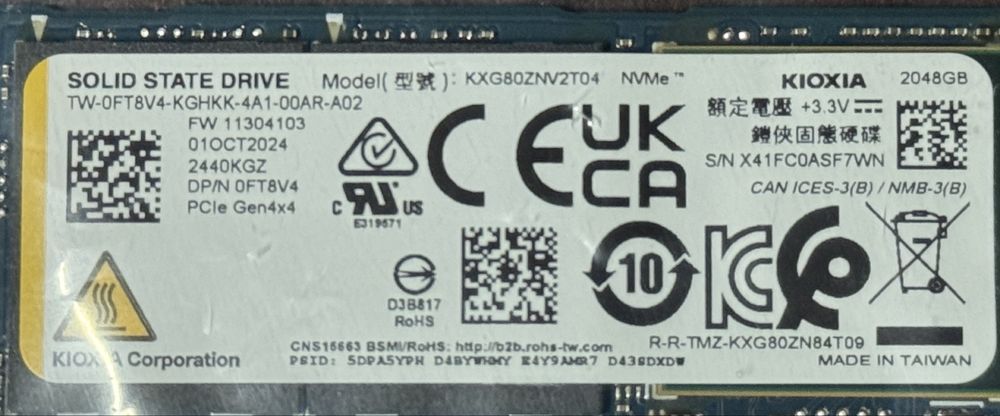 M.2 SSD 2TB kioxia PS5  7000/5800mb speed