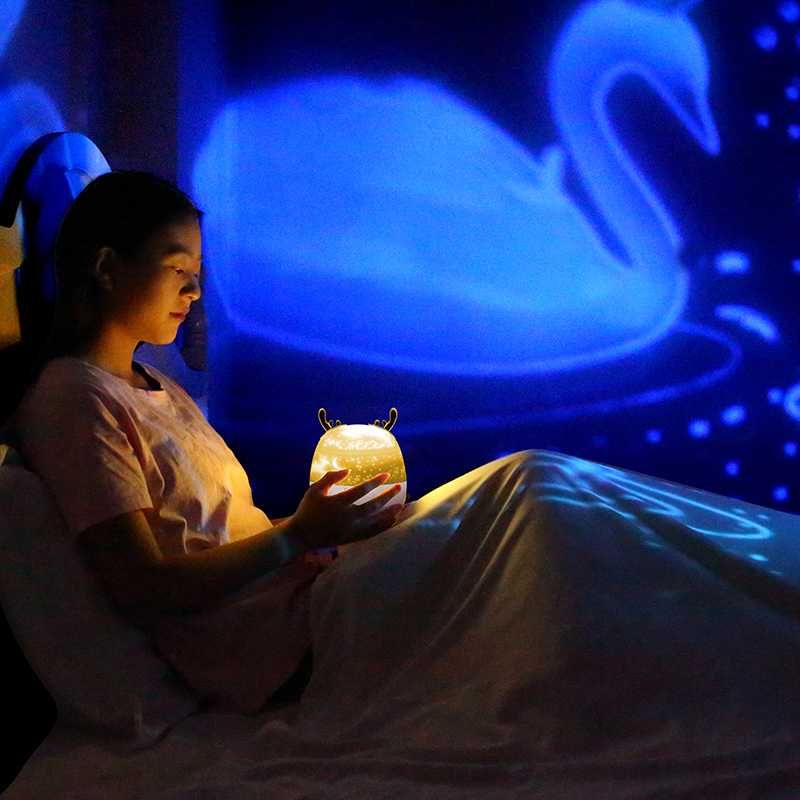 PROJEKTOR GWIAZD dla dzieci LAMPKA NOCNA led KOSMOS królik 3W1 muzyka