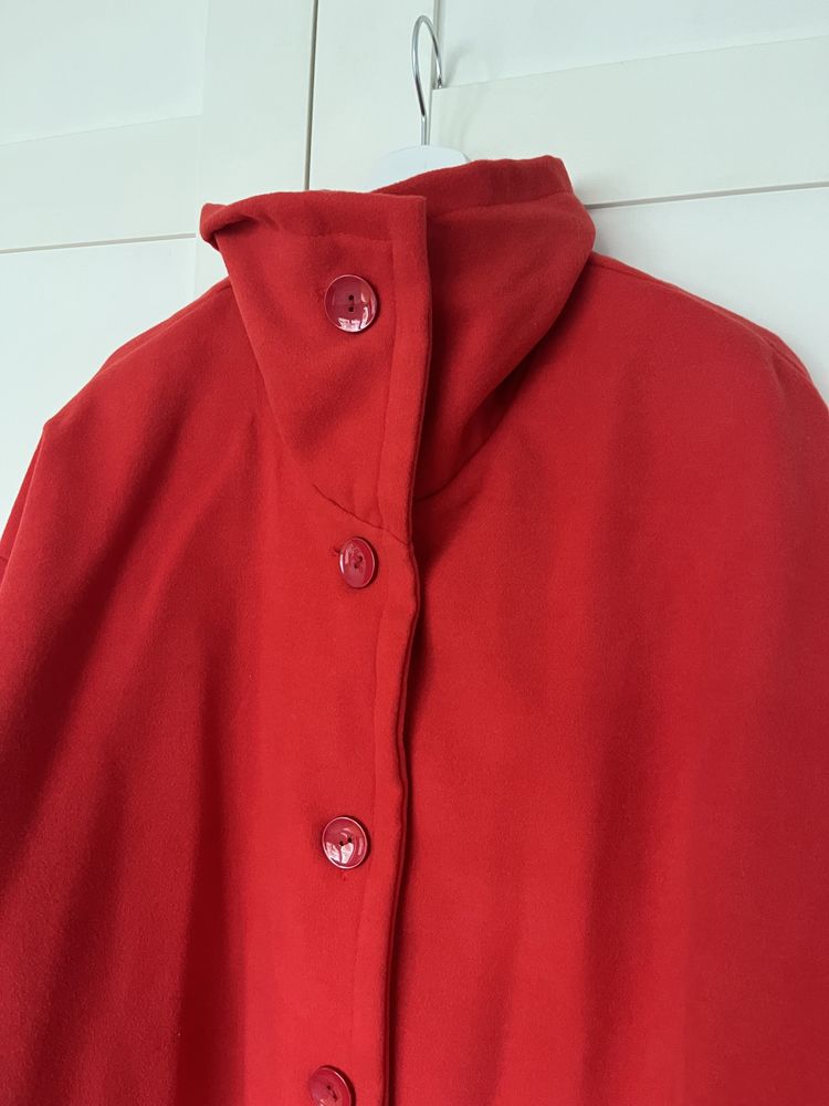 Czerwony płaszcz z wełny XXL