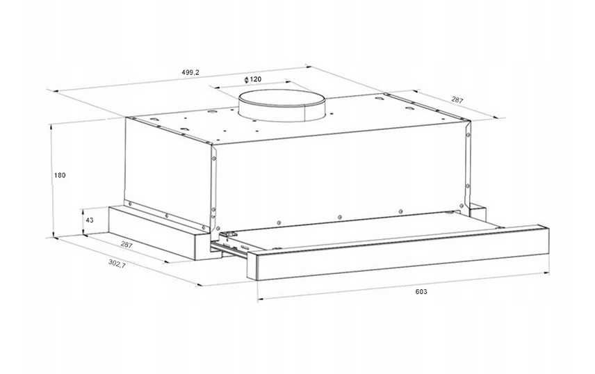 Okap podszafkowy srebrny 60 cm Smith&Brown  ZESTAW G-425