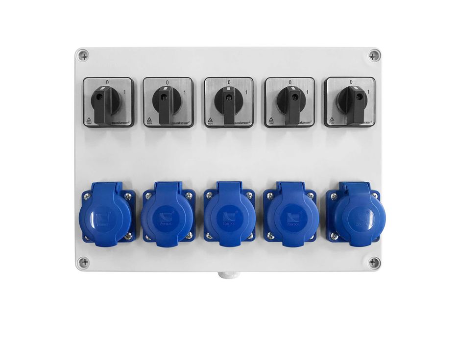 Rozdzielnica elektryczna natynkowa, gniazda 5x16A 230V + 0-1
