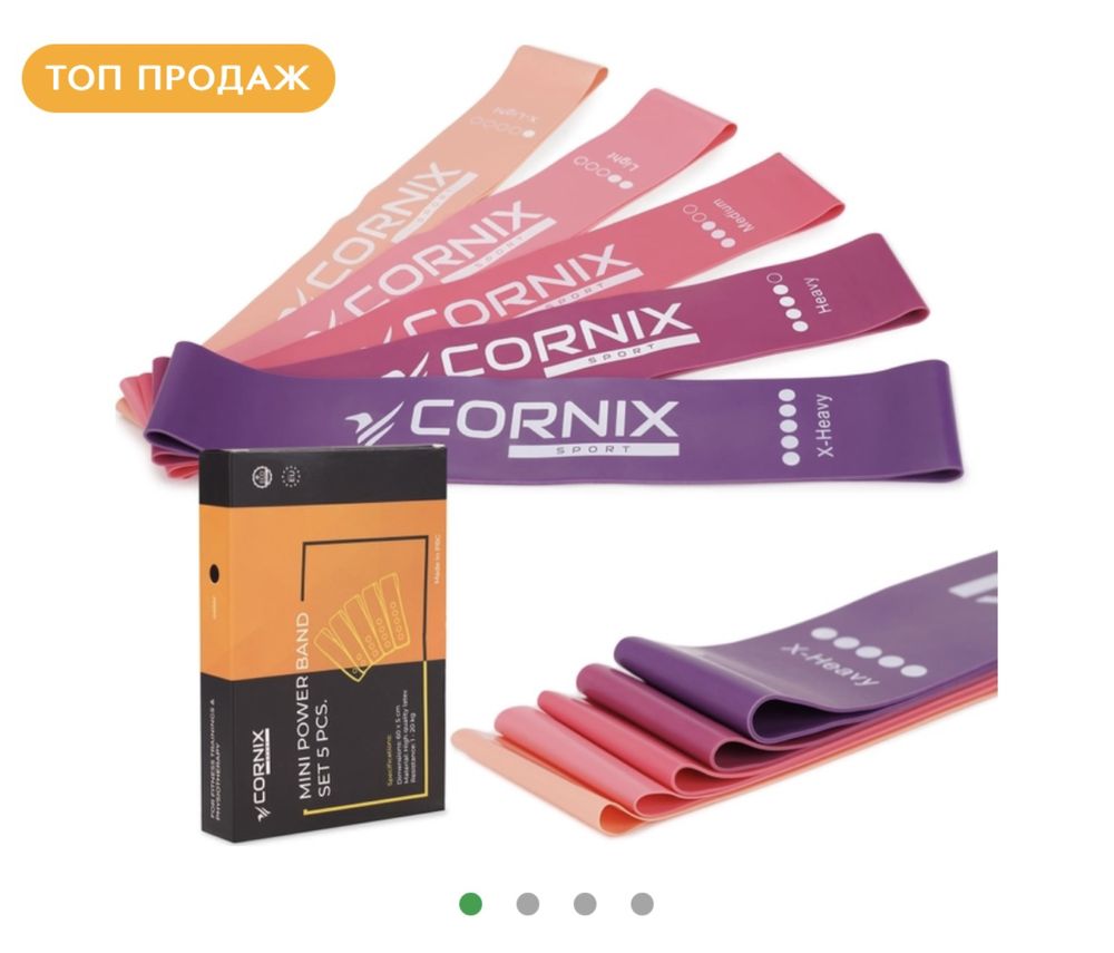 Резинки для фитнеса CorniX  набор 5 шт 1