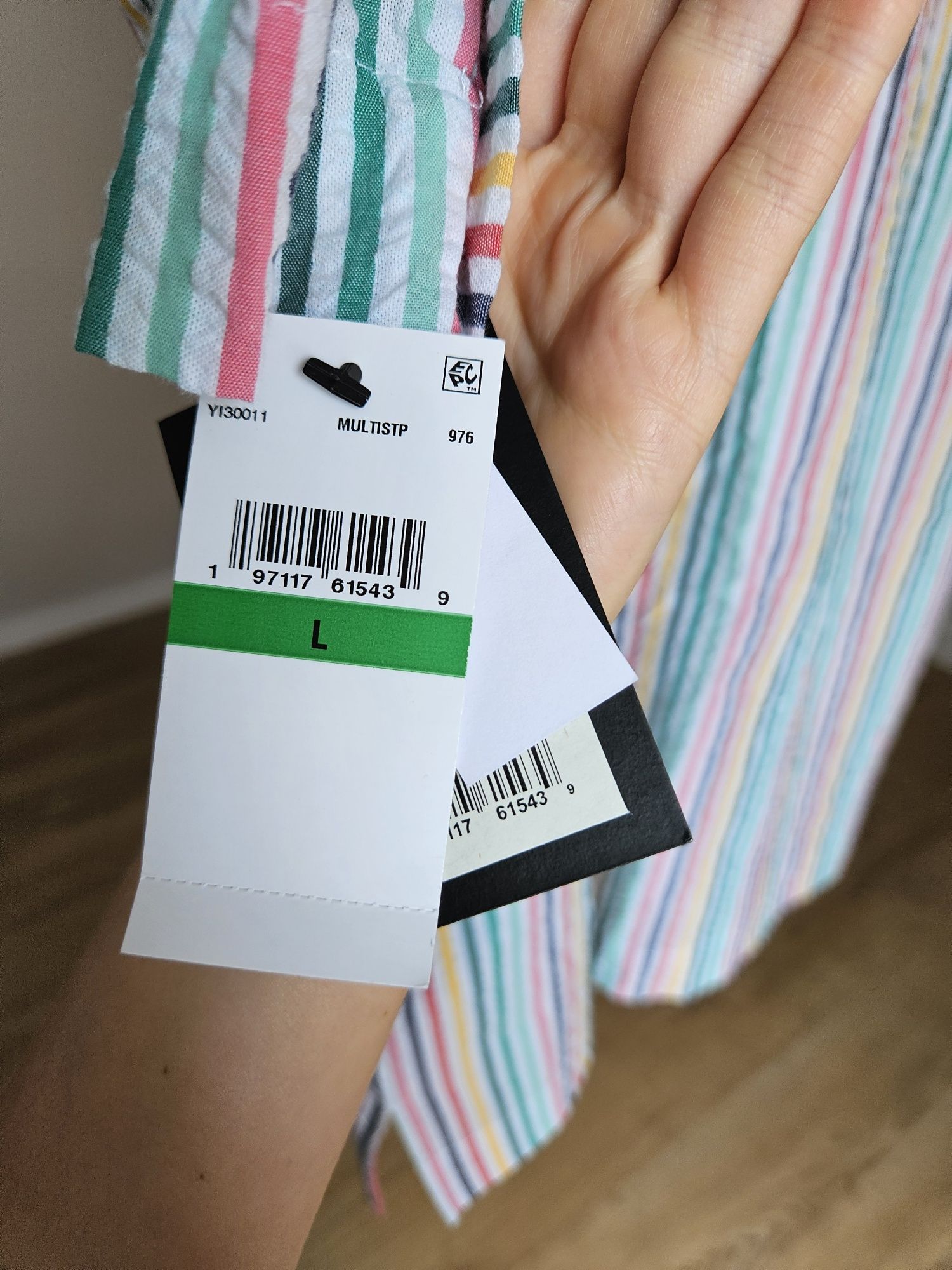 DKNY piżama koszula nocna sukienka do spania paski muślin bawełna