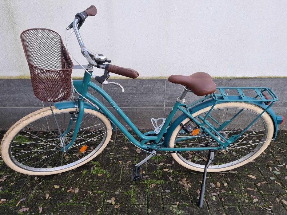 Bicicleta de cidade ELOPS 520 QUADRO BAIXO verde cedro