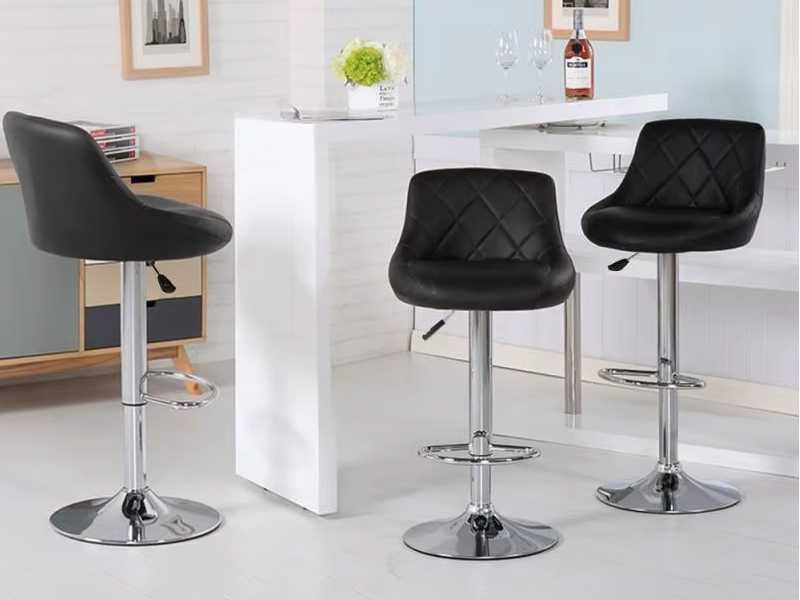 Krzesło Barowe Hoker Stołek Barowy Kuchenny Pikowany Ekoskóra G740
