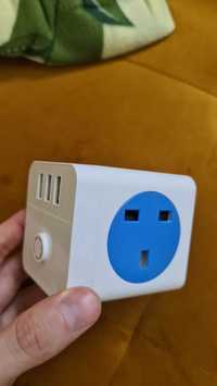 Rozgałęźnik elektrycznyz USB, angielskie gniazdka, UK