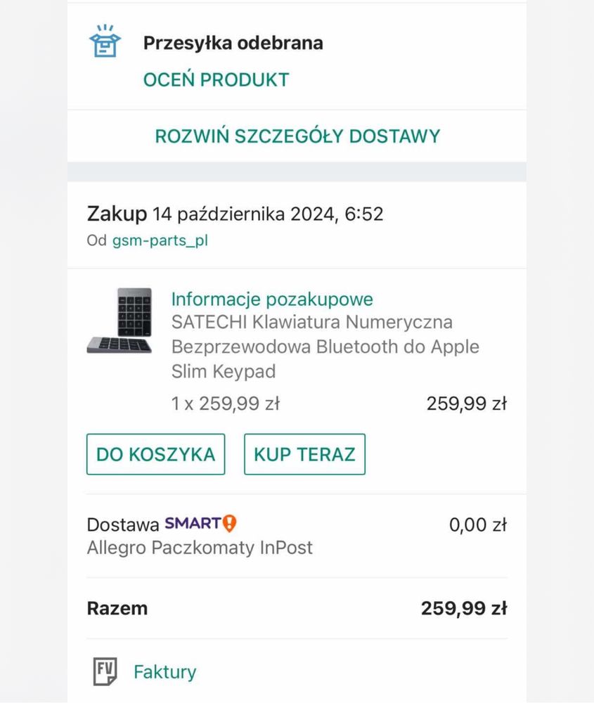 Satechi Slim Wireless Keypad/ Apple / klawiatura numeryczna Bluetooth