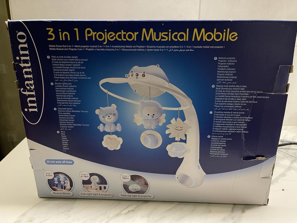Музыкальный мобиль с проектором Infantino 3 в 1 голубой