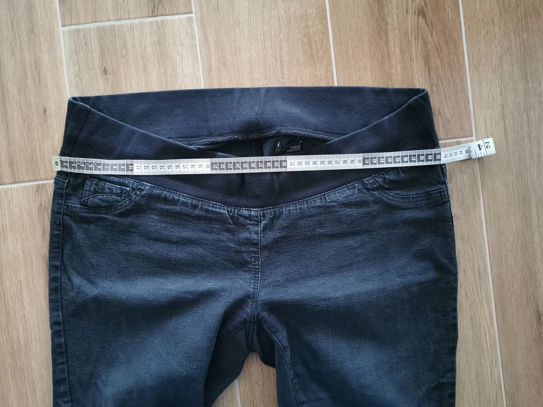 Next maternity 44 czarne spodnie jeansy ciążowe XXL nity rock