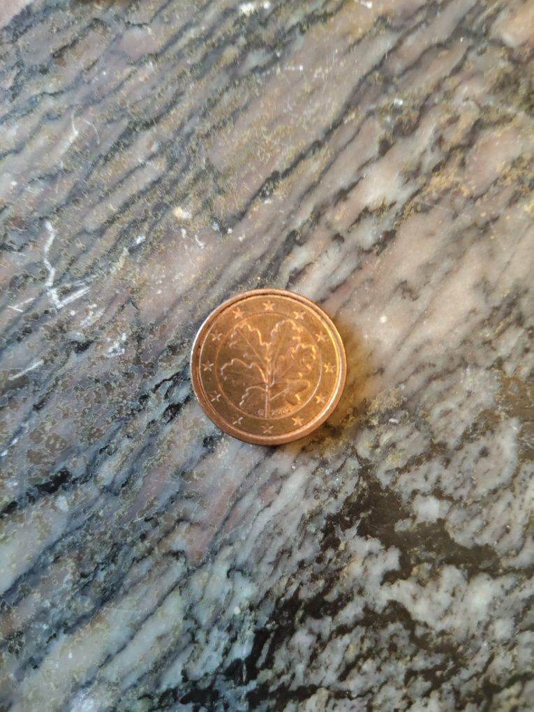 Moedas de Um centimo alemã rara com a letra G