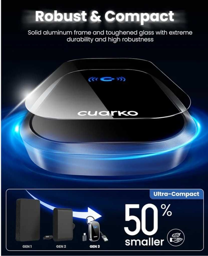 Bezprzewodowy adapter Android Auto BT WIFI NFC Cuarko AWO bez opóźnień
