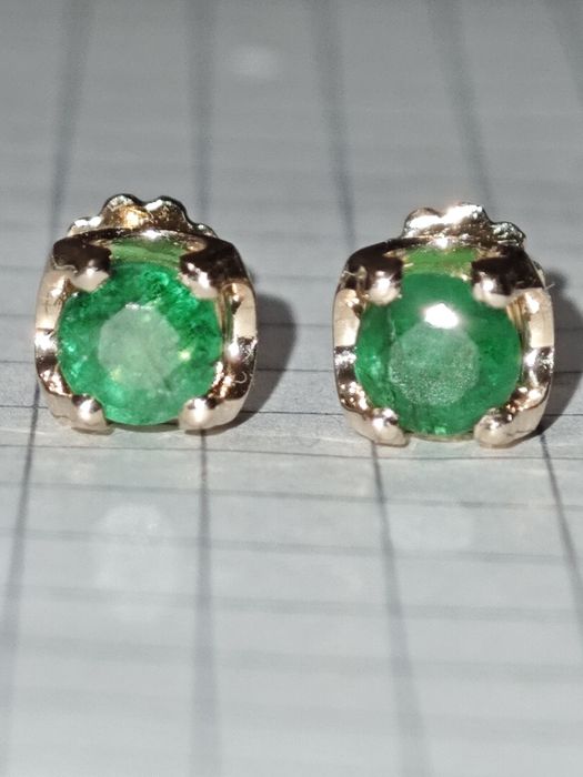 Золоті сережки, з смарагдами 1.04 ct,  585 проба
