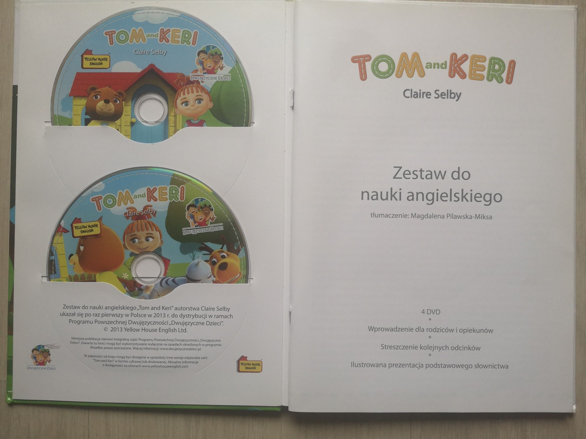 Zestaw do nauki angielskiego dla dzieci, książka + 4 x DVD