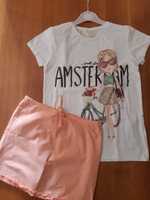 Uroczy zestaw pastel cotton Zara & Marca r 6-7 l i 122-128