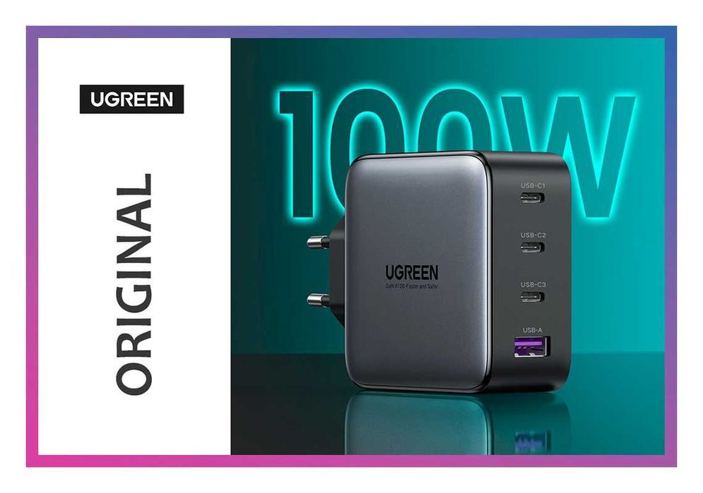 МЗП СЗУ блок живлення для швидкої зарядки 3Type-C+1USB 100W GAN UGREEN