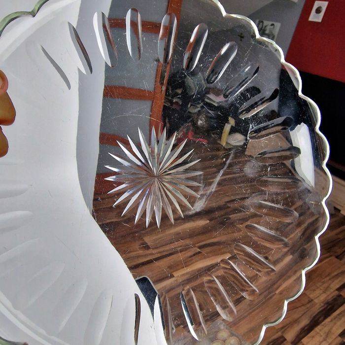 Biedermeier wielka stara patera półmisek szkło ołowiowe lata 1890