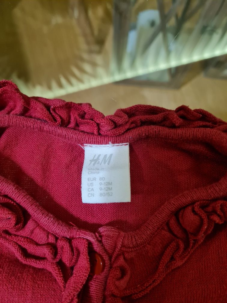 Sweterek czerwony H&M 80 9-12M