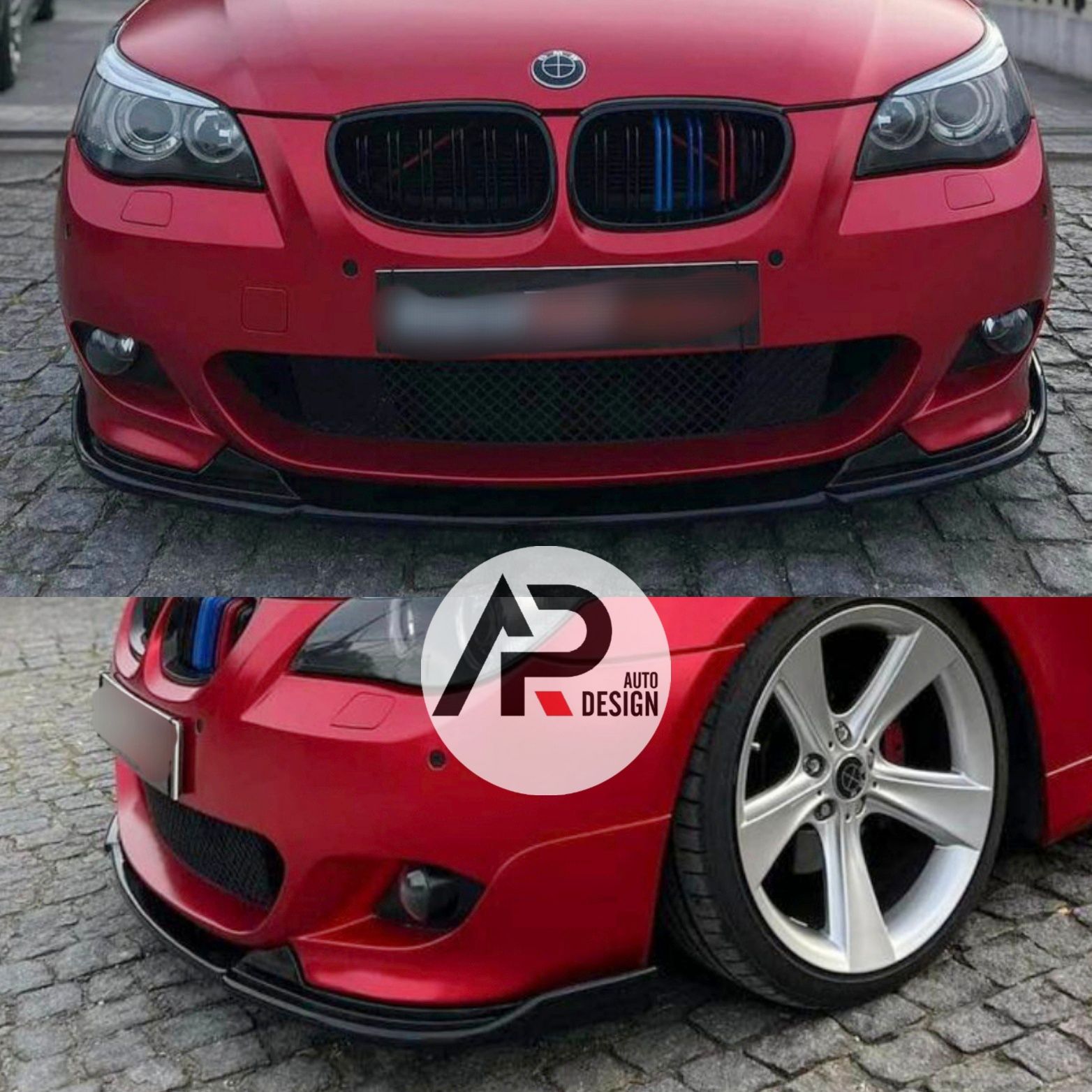 BMW E60 E61 Lip Lamina Spoiler Frontal Mperformance preto brilhante