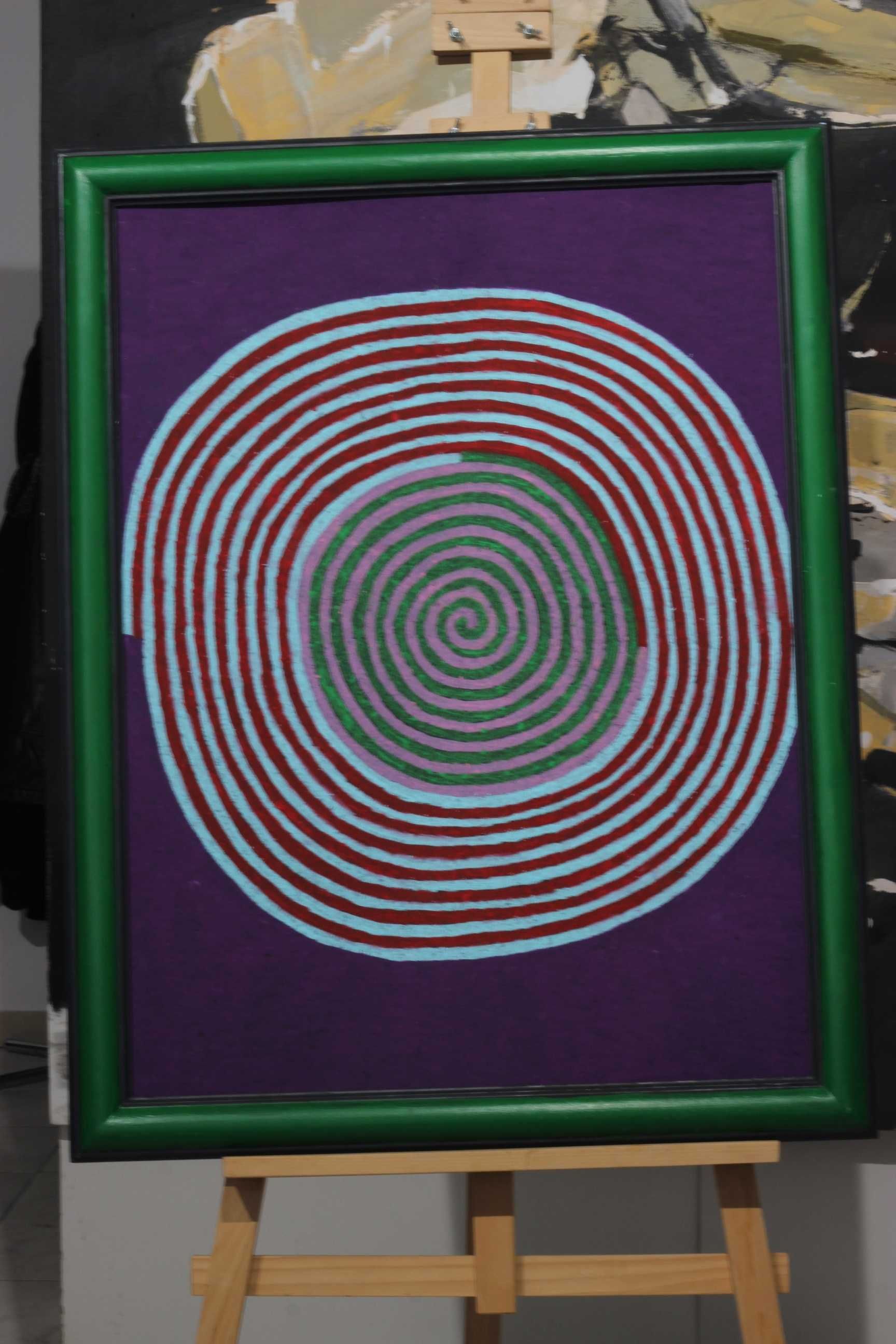 Obraz abstrakcyjny, akwarela, pastel olejna