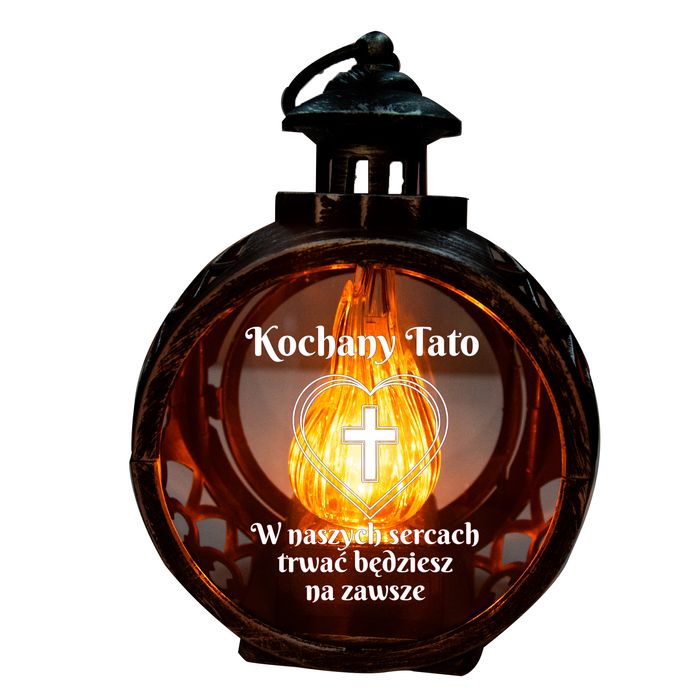 Znicz DLA TATY latarenka okragła na grób led statuetka