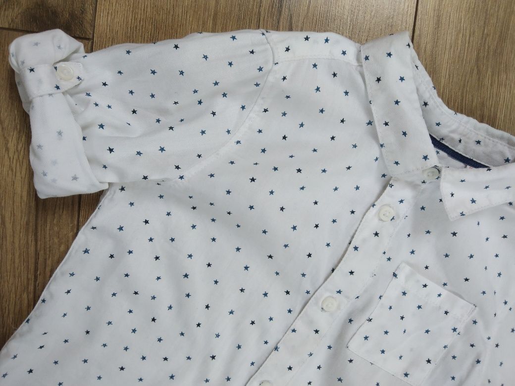 Koszula chłopięca świąteczna Zara 80 w gwiazdki elegancka z kołnierzem