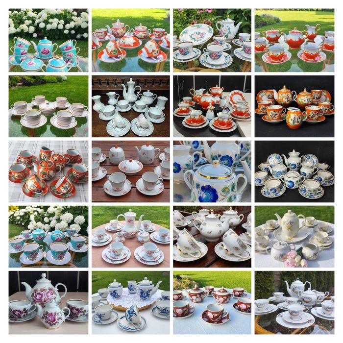 Stara Porcelana porcelanowy serwis do herbaty Ręcznie malowany