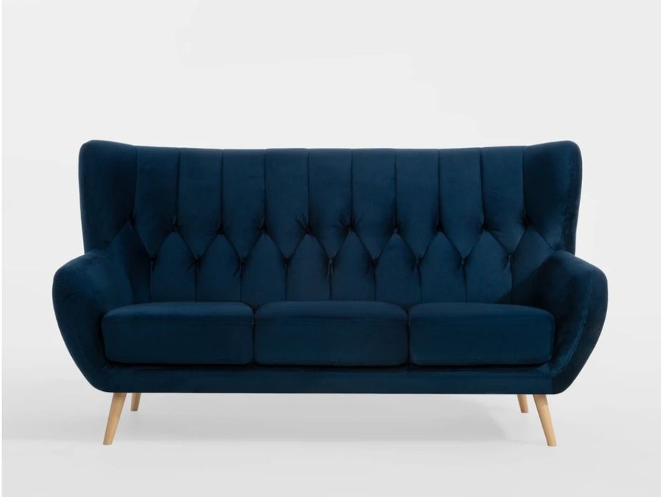 Sofa 3-osobowa uszak ciemnoniebieska Kelso