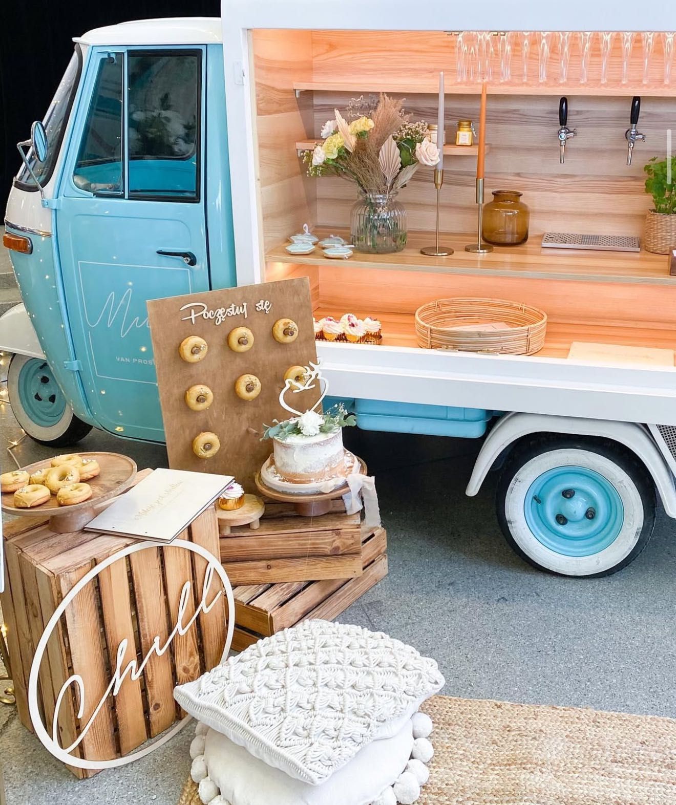 Piaggio APE MP 500 prosecco van, 2 krany, duży, mobilny biznes