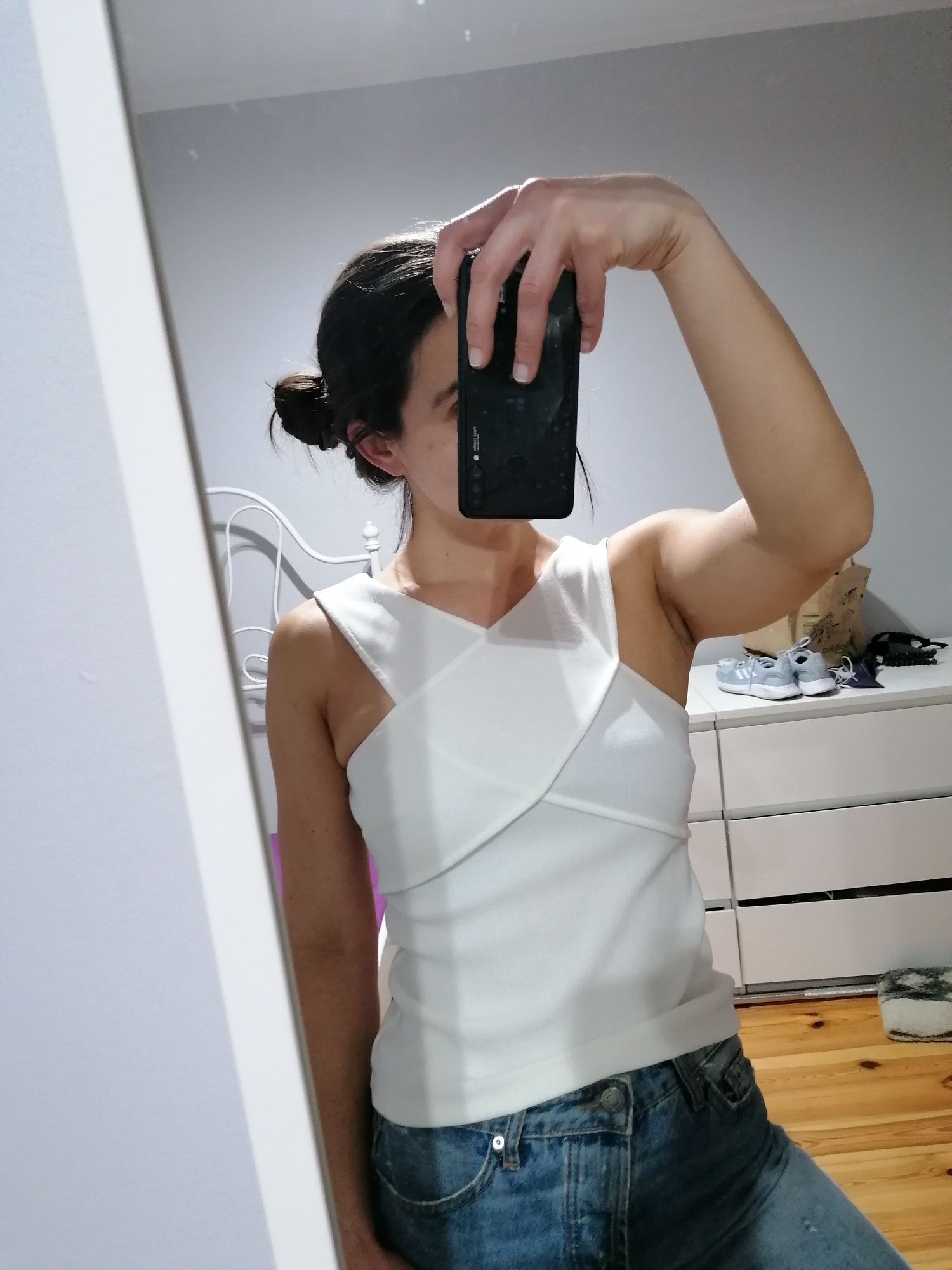 H&M * czarny top dekolt Halter bluzka cut out * S