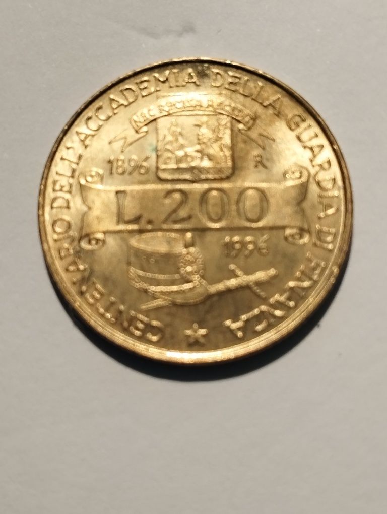 Moeda 200 Liras 1996 Itália muito pouco circulada