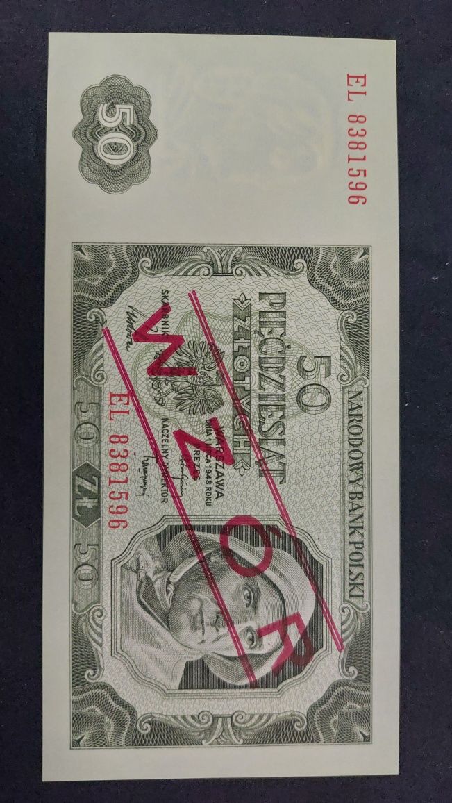 50 złotych 1948 wzór stan 1 UNC banknot kolekcjonerski