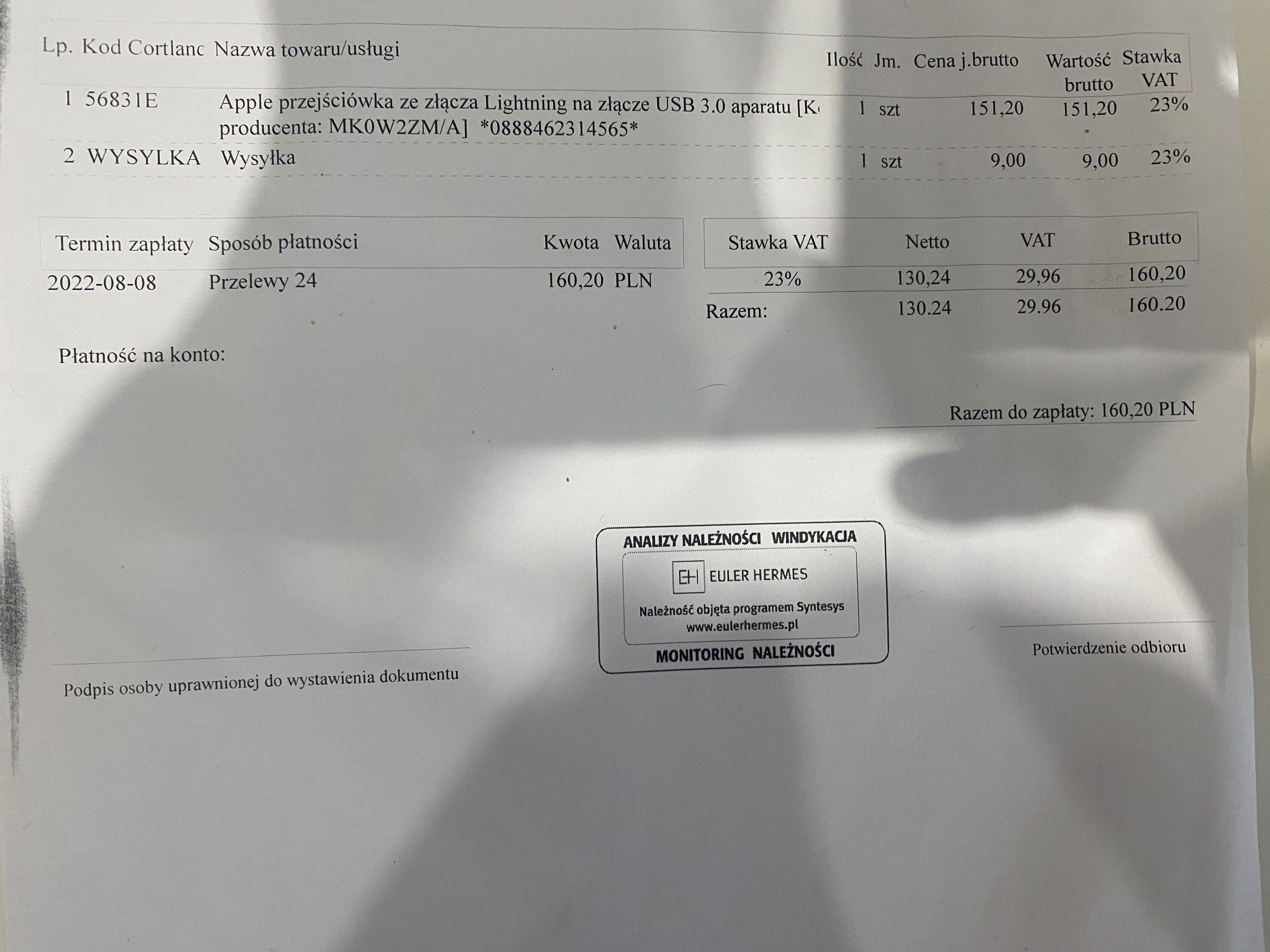 Przejściówka z Lightning na USB 3 MK0W2ZM/A