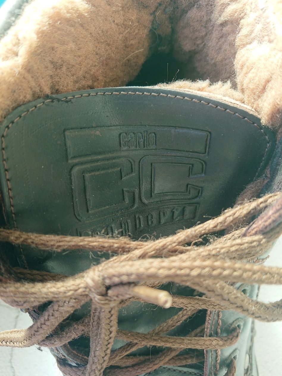 Винтажные мужские зимние ботинки на меху C. Comberti коричневые кожа