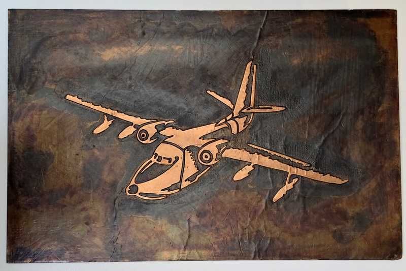 Duży obraz płaskorzeźba samolot z miedzi - Grumman HU-16 Albatross