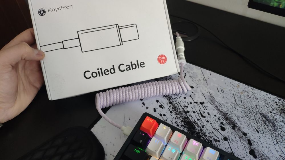 Кабель Keychron Coiled Aviator Light Purple ТОРГУ НЕМА!