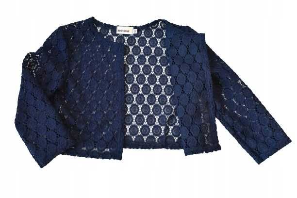 Bolerko granatowe koronka 134 cm narzutka