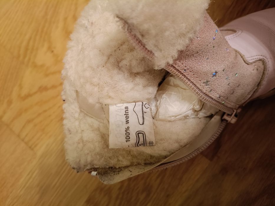 Skórzane buty zimowe kozaki ocieplane wełna 24 Bartek