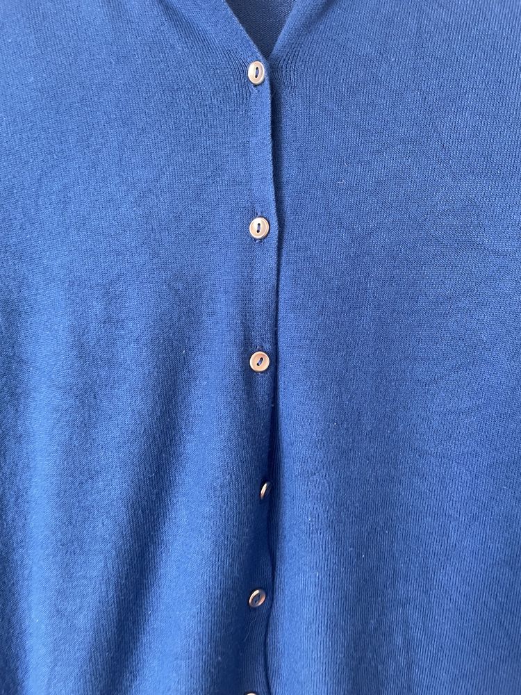 Dzianinowy  sweter damski  cienki rozpinany niebieski L/ XL , M&S