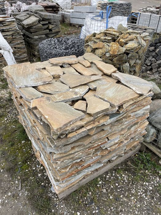 KAMIEŃ NATURALNY Łupek Elewacja Taras Schody Brązowy Szary Złoty